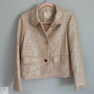 RARE Kate Spade Aurora Borealis Tweed Jacket SIZE 4 Iridescent Beige Blazer